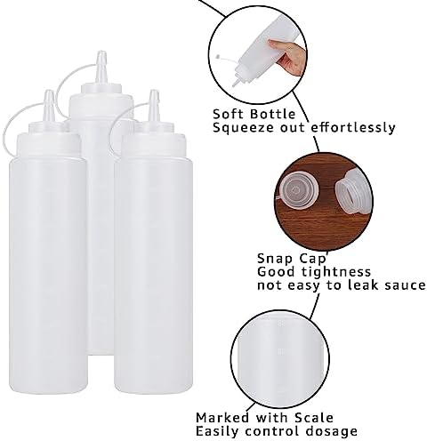 LANIAKEA 10PCS 24oz Condiment Squeeze Bottles with Twist Cap Lid Label