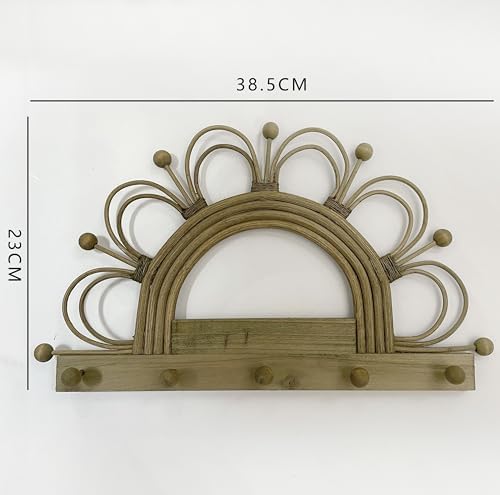 YISSEN Rattan Wall Hooks Entryway Shelf Organizer
