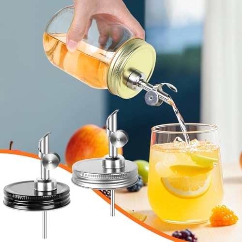Auto-locking Flip Salad Dressing Dispenser Spouts for Mason Jars Silver