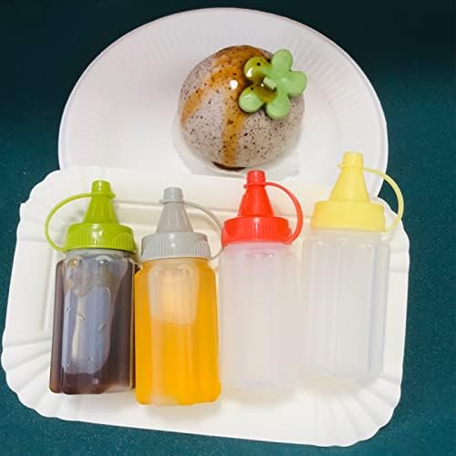 HYMAOME 4pcs Mini Condiment Squeeze Bottles for Lunch Travel