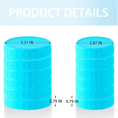 Tixill 20 Pcs Plastic Mason Jar Lids with Silicone Rings