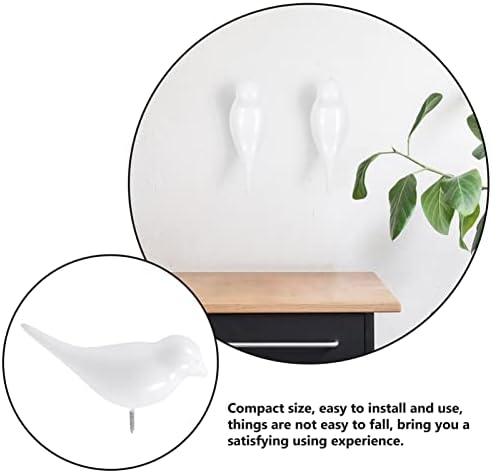Kisangel 2 Pcs Resin White Coat Hooks with Bird Design