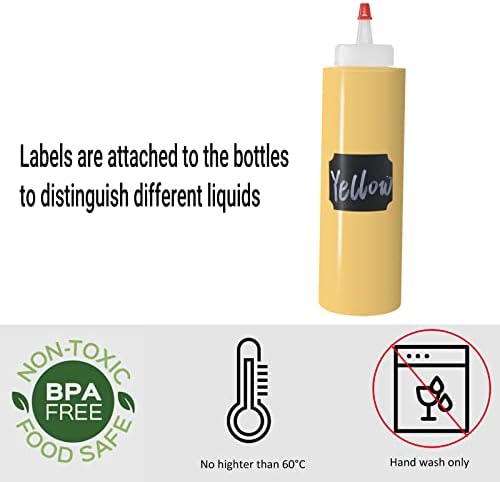 10 Pack 12-Ounce Plastic Squeeze Bottles with Red Tips and Funnel