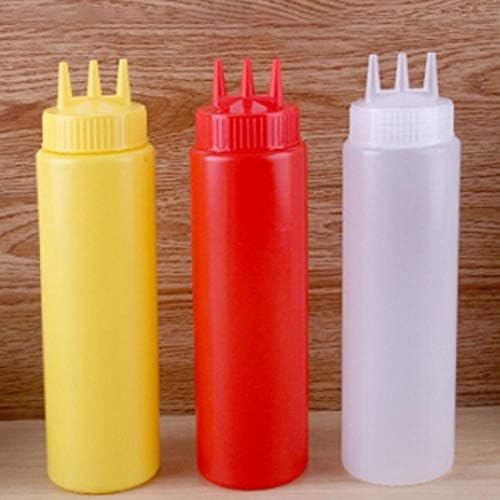 Kasuki 3 Hole Squeeze Bottle Condiment Dispenser Yellow-L