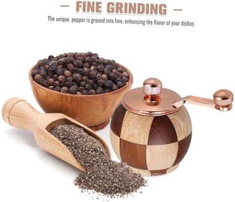 PRETYZOOM Wooden Pepper and Salt Grinder Set Hand Crank