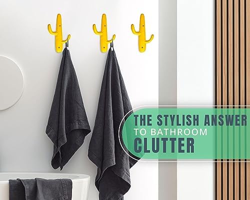 Comfify Yellow Cactus Wall Hooks Set of 3