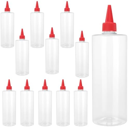 HOIGON 12PCS 16 oz Clear Condiment Squeeze Bottles