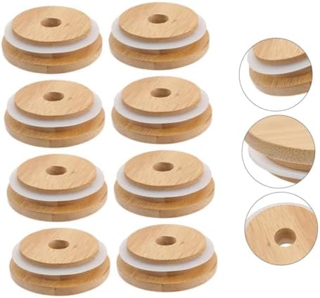 STOBAZA 4pcs Mason Jar Lids with Straw Holes Airtight Leak-Proof