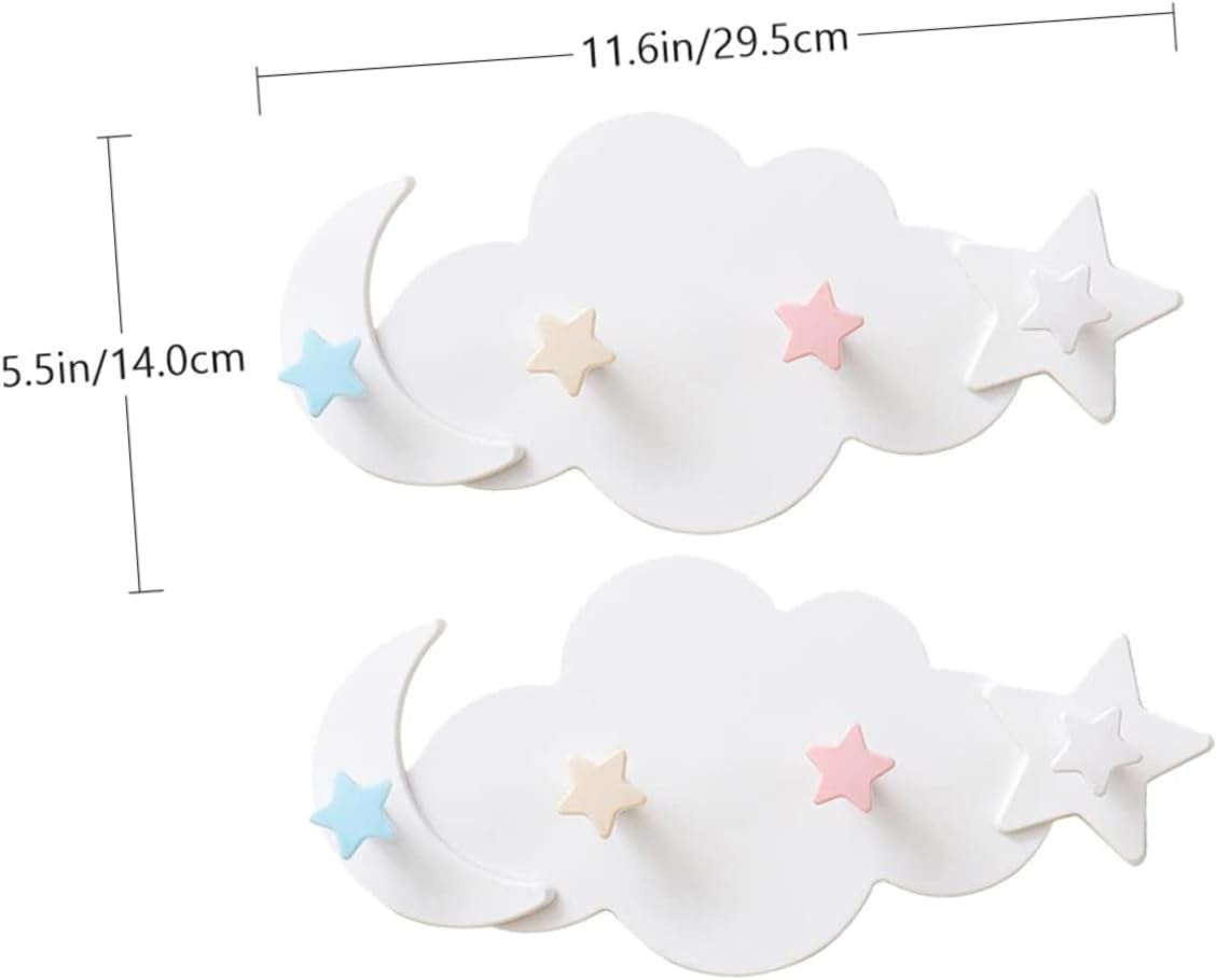 2pcs Cartoon Star Moon Wall Hooks