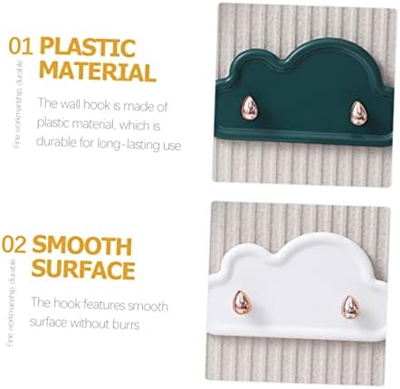 Homoyoyo 4pcs Cloud Shape Adhesive Wall Hooks Multipurpose Key Hangers