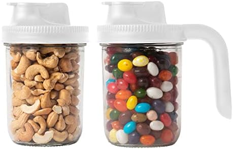 Jarware 82689 White Spout Mason Jar Lid Set of 2 1