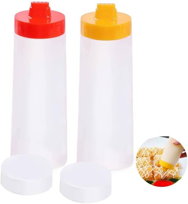 Melostu 4-Hole Condiment Squeeze Bottles 2-Pack