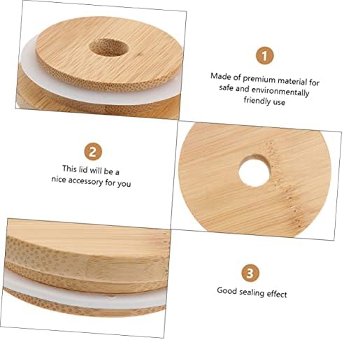 STOBAZA 4pcs Mason Jar Lids with Straw Holes Airtight Leak-Proof