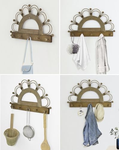 YISSEN Rattan Wall Hooks Entryway Shelf Organizer