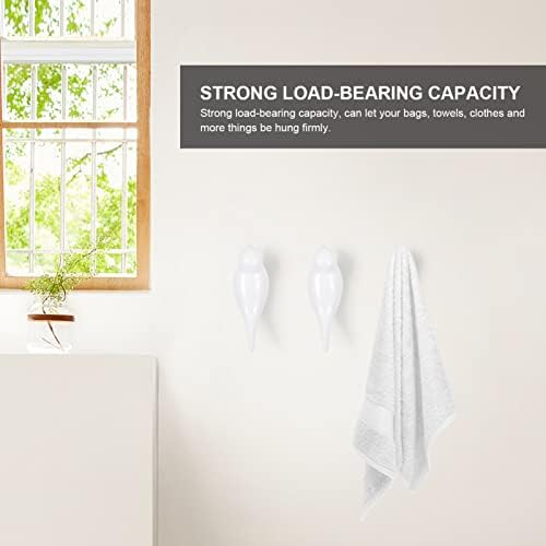 Kisangel 2 Pcs Resin White Coat Hooks with Bird Design