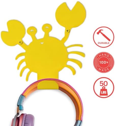 Cute Crab Wall Hook Yellow Heavy-Duty Metal