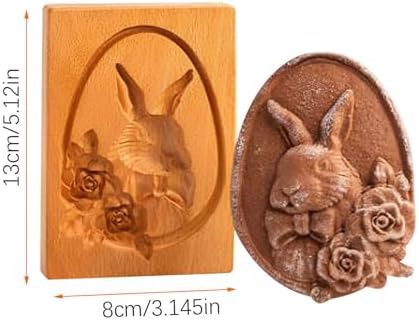 Wooden Cookie Molds with 3D Carved Shapes for Baking