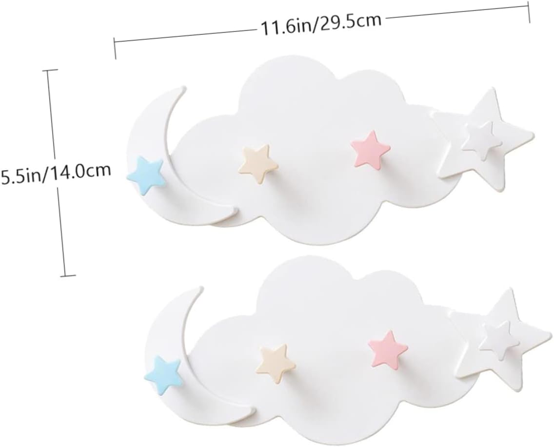 2pcs Adhesive Cloud Moon Hooks for Home
