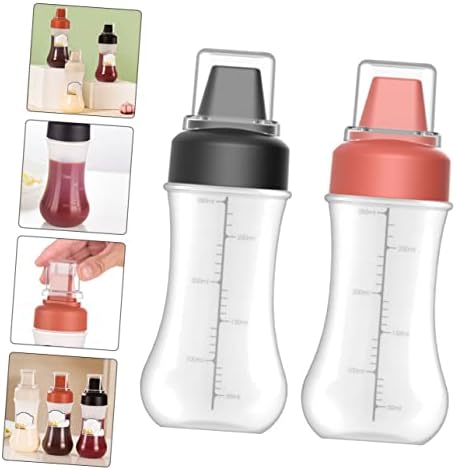 PRETYZOOM 2pcs Condiment Squeeze Bottles Set for Ketchup Salad Dressing Mustard