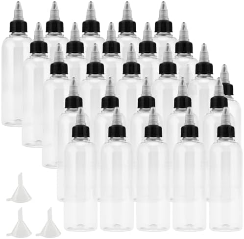 HOIGON 30-Pack 4oz Clear Squeeze Bottles with Twist Top and Funnels