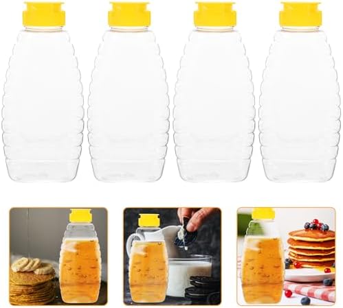 18Oz Squeeze Honey Jars with Flip Lids - 4 Pack