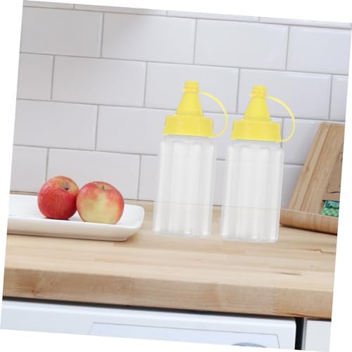 4 Pack Refillable Condiment Squeeze Bottles Yellow Kitchen Tools