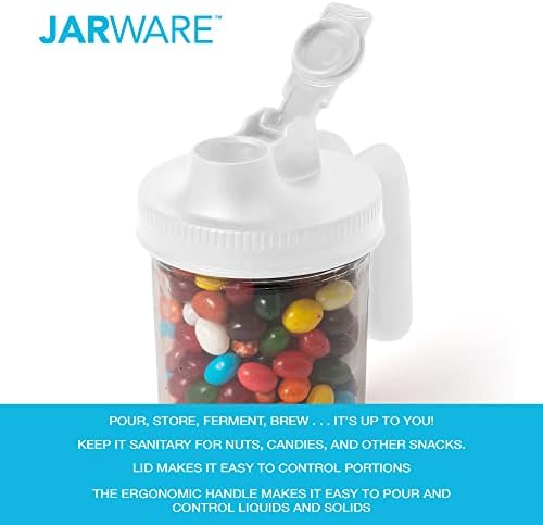 Jarware 82689 White Spout Mason Jar Lid Set of 2 1