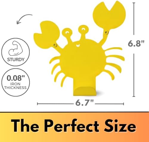 Cute Crab Wall Hook Yellow Heavy-Duty Metal