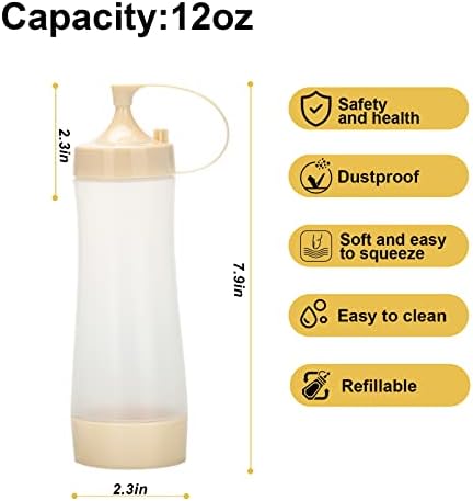 Qiuhome 12 oz Clear Condiment Squeeze Bottles 6 Pack