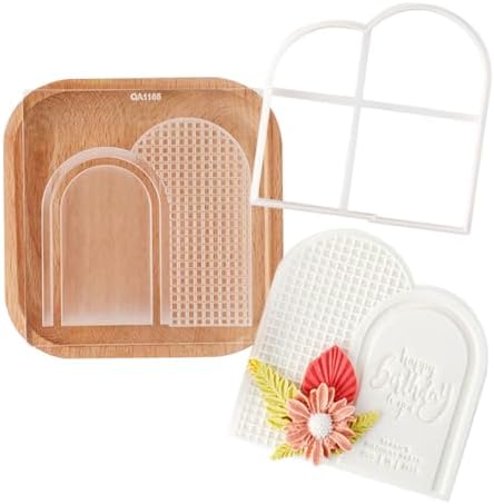 2PCS Plaque Frame Fondant Stamp Cookie Cutter Set for Icing Cookies