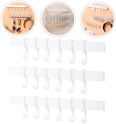 SEWOART 3pcs Bathroom Self Adhesive Hook Rack Black 6 Hooks 1