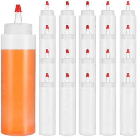 20 Pcs 8 Oz Squeeze Bottles with Red Tip Leakproof