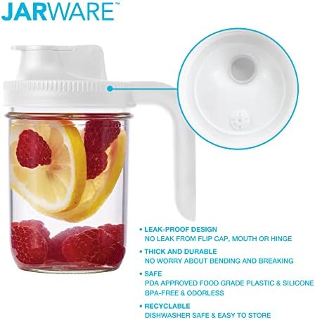 Jarware 82689 White Spout Mason Jar Lid Set of 2 1