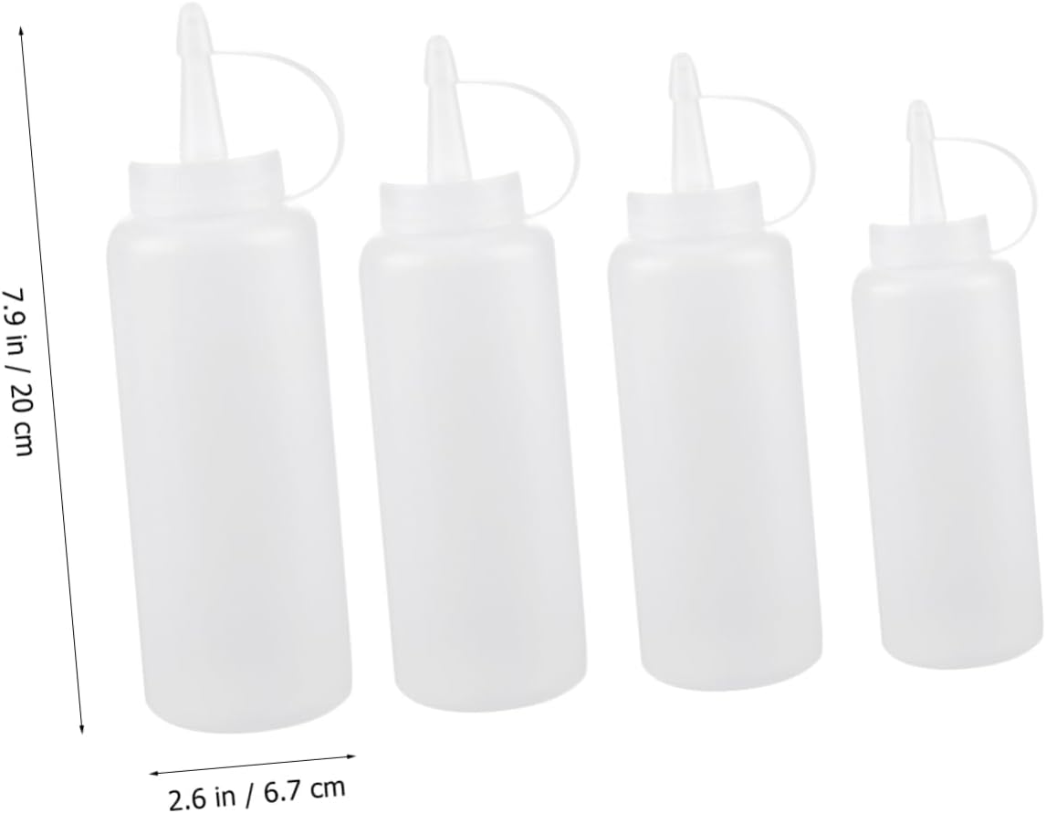 4pcs Salad Dressing Squeeze Bottles with Lids for Easy Kitchen Use