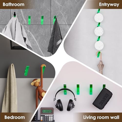 Acryve 4 Pack Green Acrylic Wall Hooks