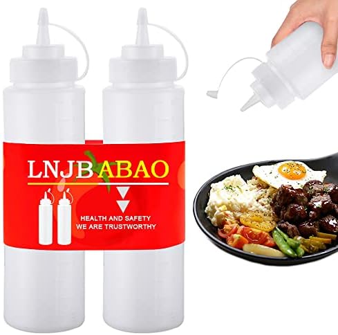 2 Pcs 8oz Plastic Squeeze Condiment Bottles