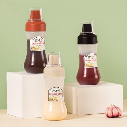 Meoliny 5-Hole Sauce Squeeze Bottle with Clear Cap