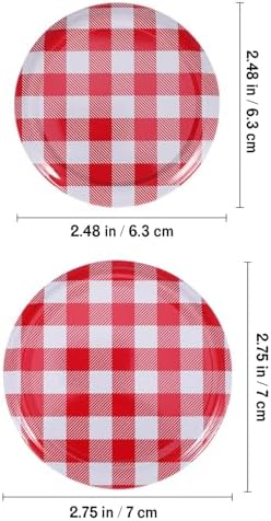 Luxshiny Red Gingham Jam Jar Lid 12pcs Decorative Canning Caps