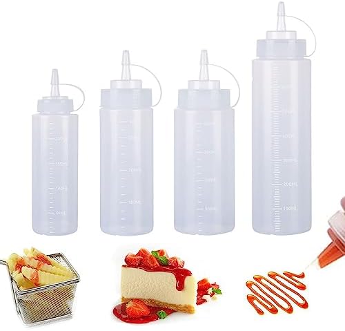 SKYPRO 4-Pack White Plastic Squeeze Bottles Set