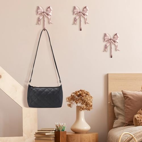 Bolifish Large Pink Bow Wall Hooks Set of 4 1