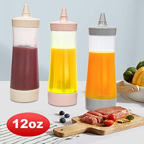 Qiuhome 12 oz Clear Condiment Squeeze Bottles Pack of 6