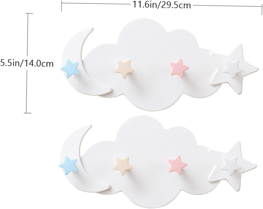 2Pcs Star Moon Wall Hooks for Smooth Surfaces