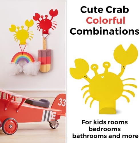 Cute Crab Wall Hook Yellow Heavy-Duty Metal