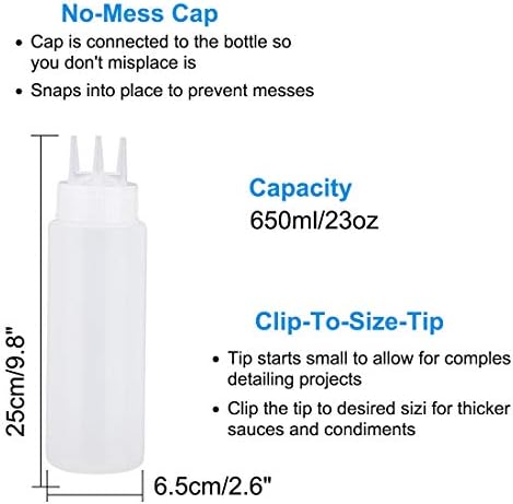 Uxcell 23oz Plastic Squeeze Bottle with 3 Holes