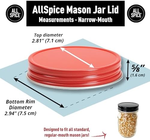 AllSpice Narrow Mouth Aluminum Mason Jar Lids 12-Pack Red 1
