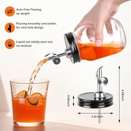 Auto Flip Dispenser Spouts for 338 Inch Mason Jars Black