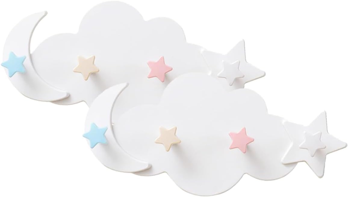 Ciieeo 2pcs Star Moon Wall Hooks for Coats Keys Towels