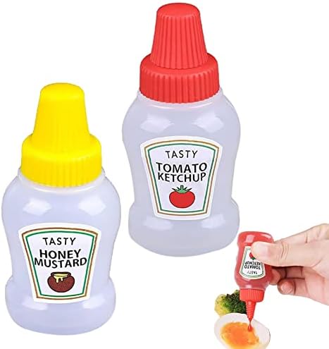 Mini Ketchup Bottles 2Pcs Clear Squeeze Condiment Dispensers