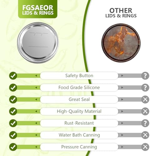 FGSAEOR 52Pcs Wide Mouth Canning Lids Bands Set