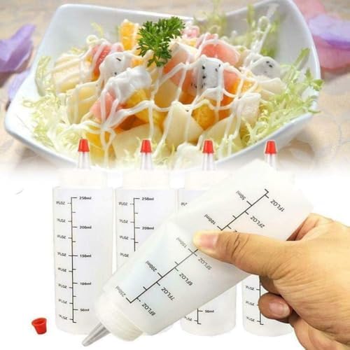 BWESOO 250ml Squeeze Condiment Bottle with Nozzle